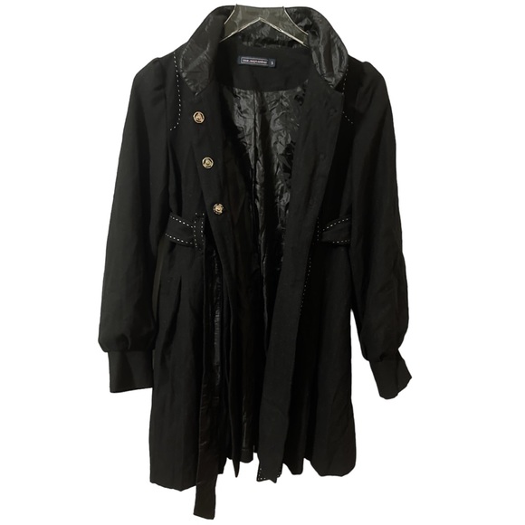 Rare Anthropologie One September Jacket Womens Small Black Snowflakes Wool Coat - Picture 12 of 15
